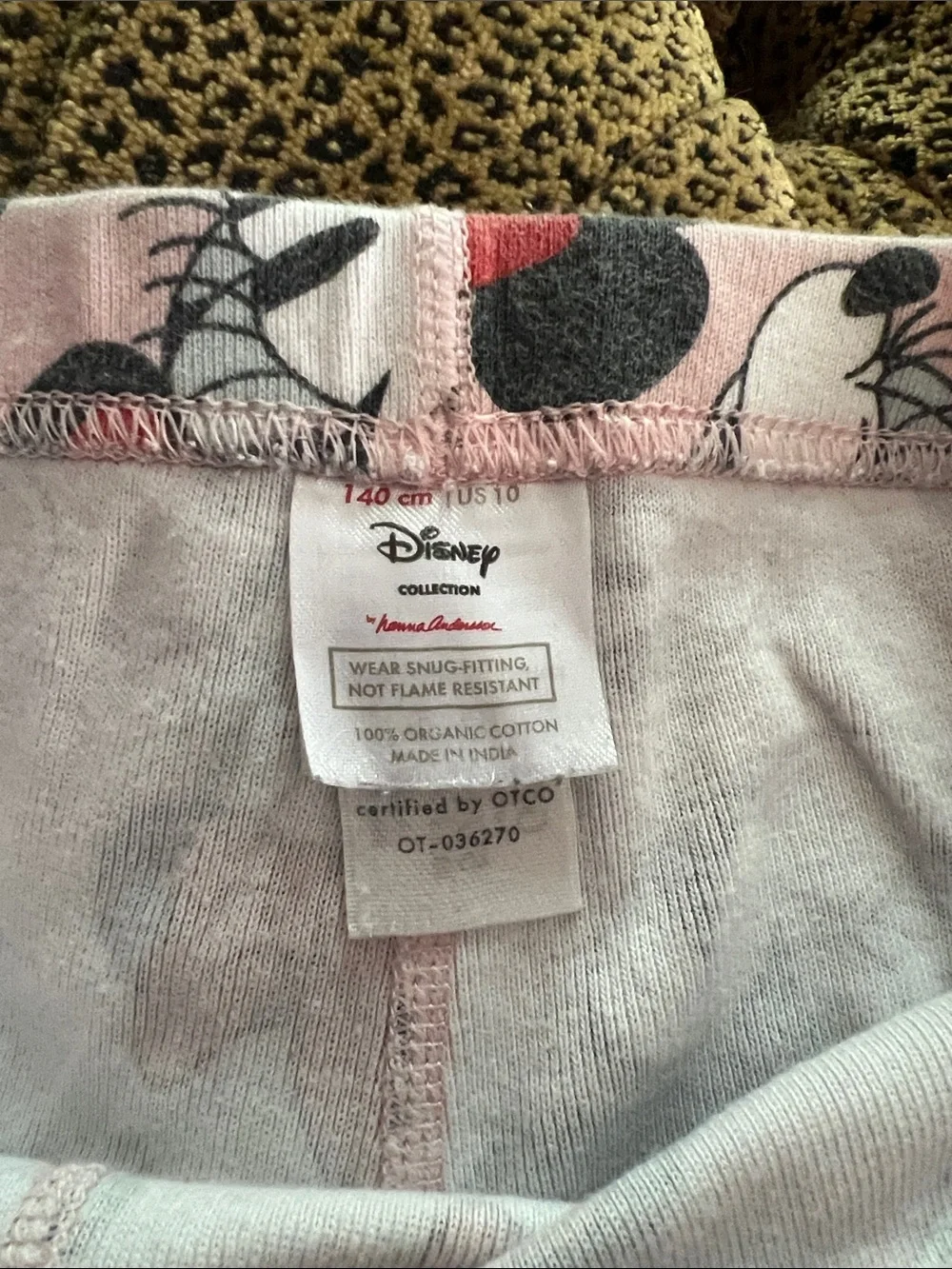 Hanna Andersson Pink Minnie Mouse Pajama Set with Red Bows size 10